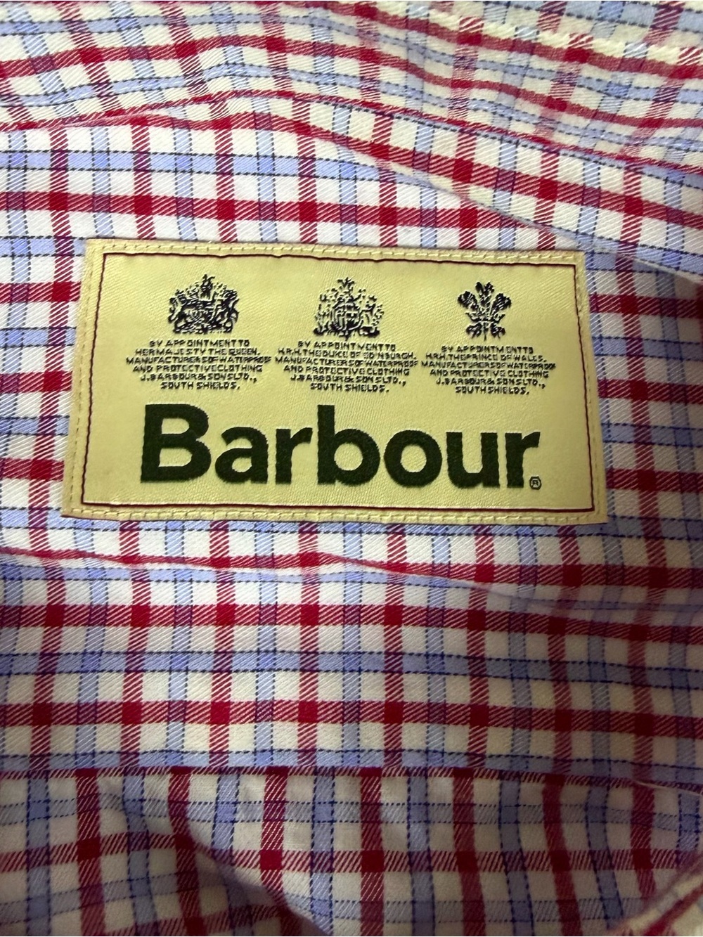 Barbour Shirt Men’s XL (Fits 3XL) Red and Blue Check Cotton Button-Up - Picture 3 of 9